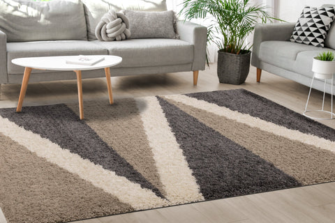 Rondo Beige Grey Cream Zig Zag Rug by Kalora Interiors