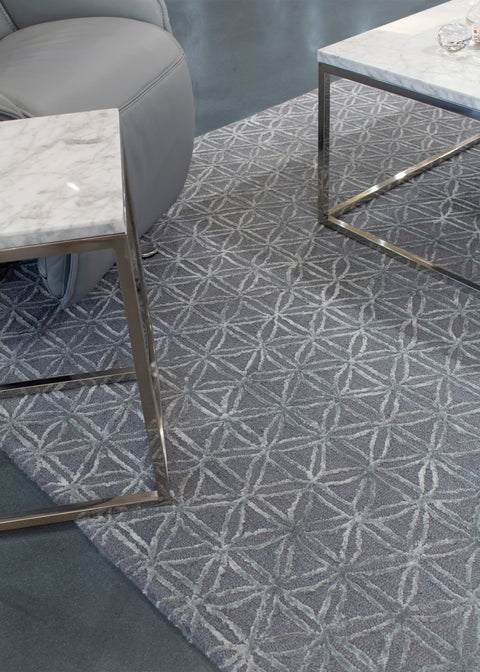 Royal 7183B Blue Handtufted Triangles Rug By Kalora Interiors