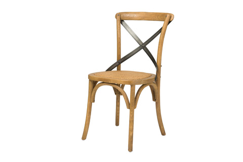 Crossback Chair With Rattan Seat | Natural Rustic | by LH Imports
