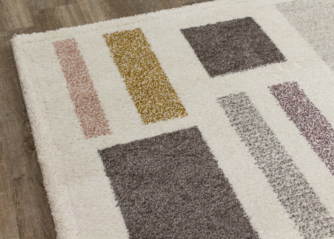 Sable Cream Purple Yellow Blocks Rug by Kalora Interiors
