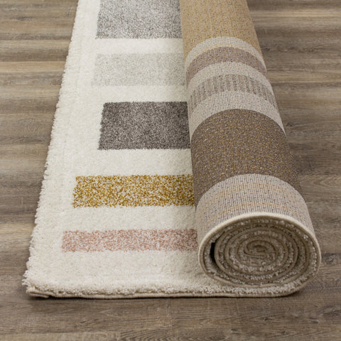 Sable Cream Purple Yellow Blocks Rug by Kalora Interiors