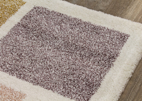 Sable Cream Purple Yellow Blocks Rug by Kalora Interiors