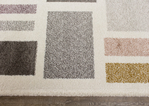 Sable Cream Purple Yellow Blocks Rug by Kalora Interiors