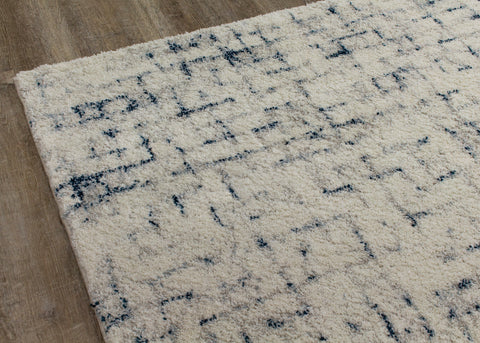 Sable 9813_P316 Cream Blue Soft Grid Rug By Kalora Interiors