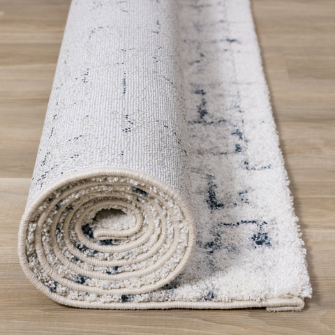 Sable Cream Blue Soft Grid Rug by Kalora Interiors