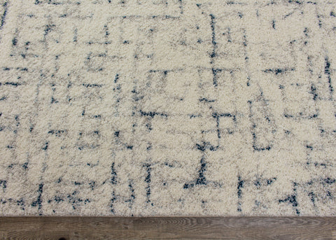 Sable 9813_P316 Cream Blue Soft Grid Rug By Kalora Interiors