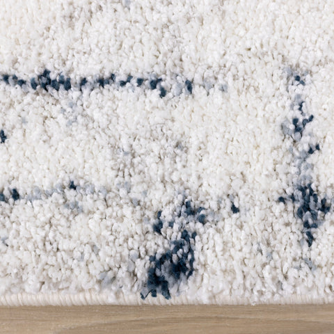 Sable Cream Blue Soft Grid Rug by Kalora Interiors