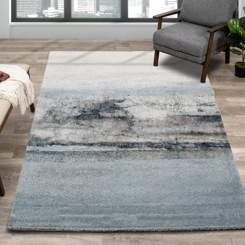 Sable Blue Cream Misty River Rug by Kalora Interiors