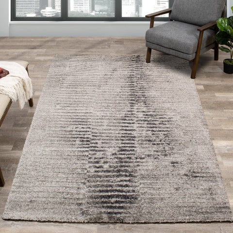 Sable Grey Cream Zebra Ripple Rug by Kalora Interiors