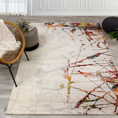 Safi 5871_6S01 Grey Multi Splatter Area Rug by Kalora Interiors