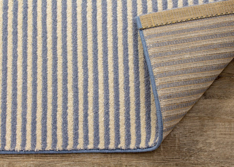 Safi Blue Cream Blocks Stripes Rug by Kalora Interiors