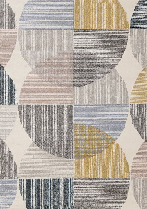 Safi Cream Grey Multi Coloured Circles Rug by Kalora Interiors