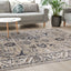 Samira Traditional Cream Blue Border Rug by Kalora Interiors