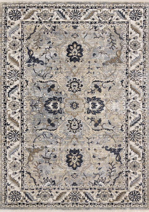 Samira Traditional Cream Blue Border Rug by Kalora Interiors