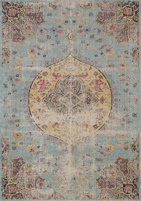 Sara Yellow Bulb Oriental Style Distressed Area Rug by Kalora Interiors