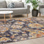 Sara Grey Blue Yellow Ornamental Rug by Kalora Interiors