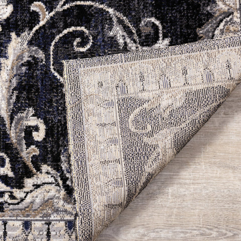 Sara Black Grey Elegant Traditional Rug by Kalora Interiors