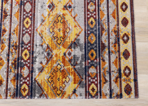 Sara Red Orange Yellow Southwestern Stripe Rug by Kalora Interiors