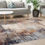 Serene Red Blue Beige Layered Distressed Rug by Kalora Interiors