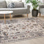 Serene Cream Blue Intricate Border Rug by Kalora Interiors
