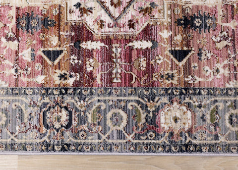 Serene Pink Cream Blue Elaborate Border Rug by Kalora Interiors