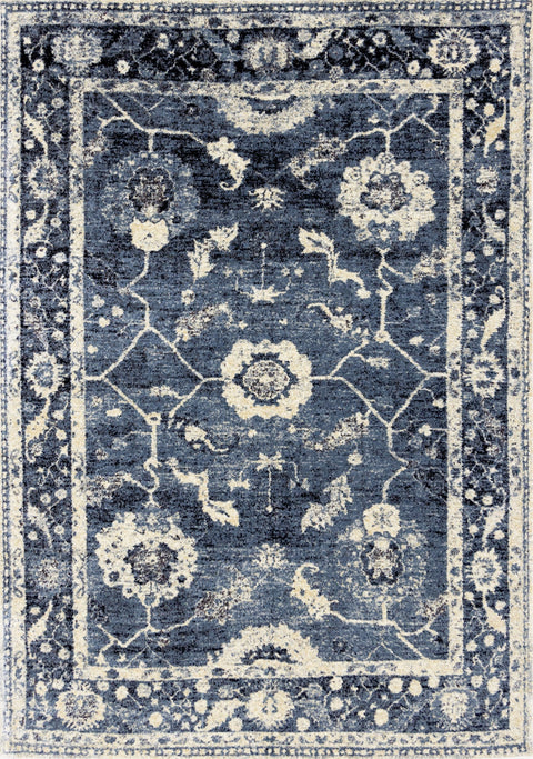 Sidra Distressed Blue Cream Border Rug by Kalora Interiors