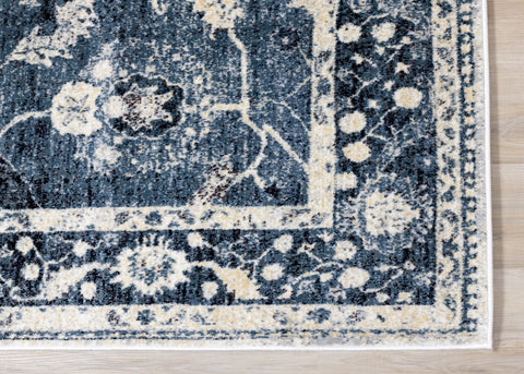Sidra Distressed Blue Cream Border Rug by Kalora Interiors