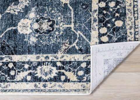 Sidra Distressed Blue Cream Border Rug by Kalora Interiors
