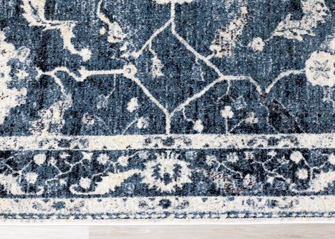 Sidra Distressed Blue Cream Border Rug by Kalora Interiors