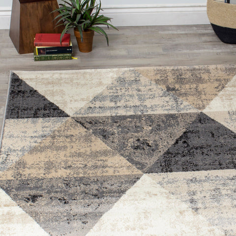 Siecle 16101_613 Cream Beige Triangles Area Rug by Novelle Home