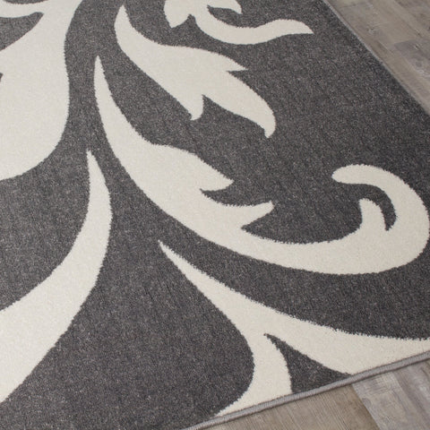 Siecle 16104_19 Grey Cream Zoom Swirl Area Rug by Novelle Home