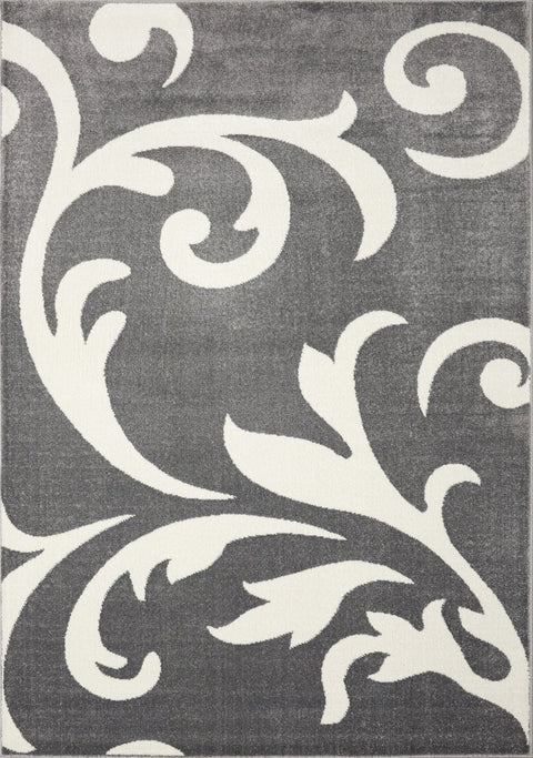 Siecle 16104_19 Grey Cream Zoom Swirl Area Rug by Novelle Home