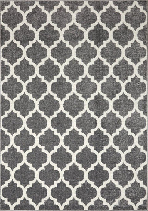 Siecle 16106_19 Grey Cream Ogee Pattern Area Rug by Novelle Home