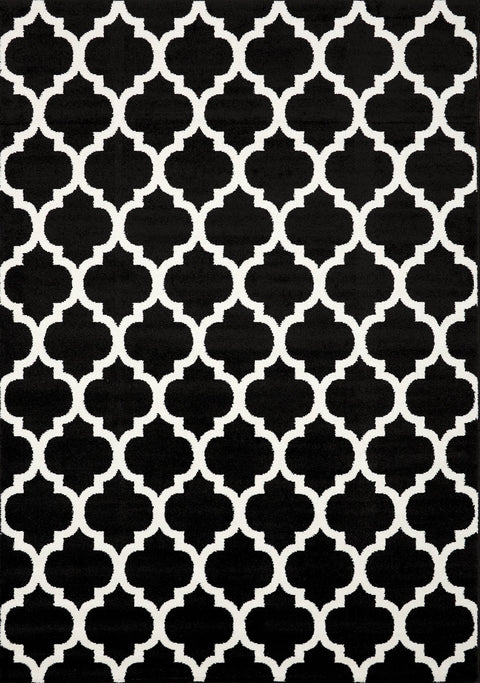 Siecle 16106_80 Black Cream Ogee Pattern Area Rug by Novelle Home