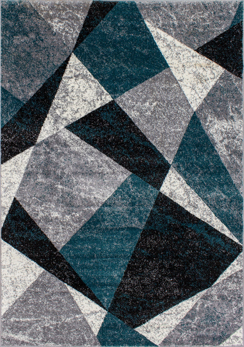 Siecle 16426_139 Grey Teal Triangles Area Rug by Novelle Home