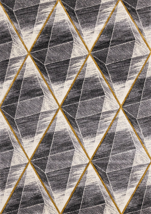 Soho Grey White Yellow Shaded Diamonds Rug by Kalora Interiors