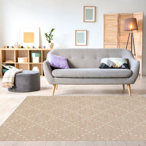 Vista Beige Cream Dot Trellis Indoor/Outdoor Rug by Kalora Interiors