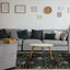 Cathedral Green Black Red Grey Yellow Symmetrical Floral Print Rug by Kalora Interiors