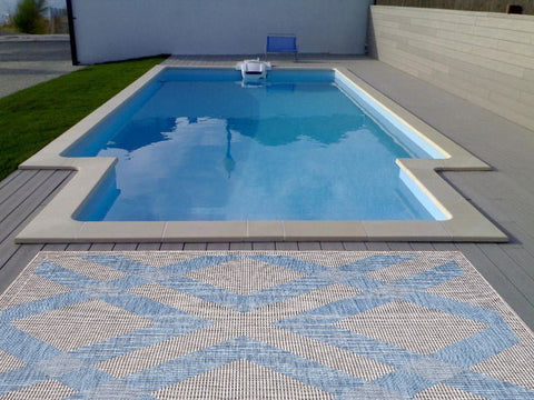 Carnival CAR-2005-GRYBLU Indoor-Outdoor Polypropylene Light Grey Blue Area Rug By Viana Inc
