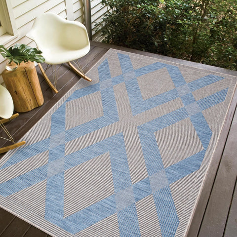 Carnival CAR-2005-GRYBLU Indoor-Outdoor Polypropylene Light Grey Blue Area Rug By Viana Inc