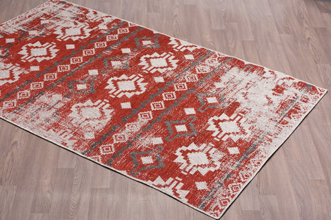 Carnival CAR-2006-RED Indoor-Outdoor Polypropylene Light Grey Red Area Rug By Viana Inc