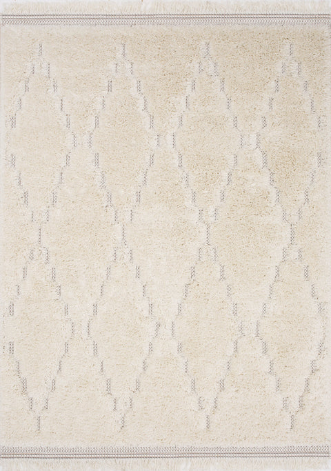 Novato Cream Diamond Shag Rug by Kalora Interiors