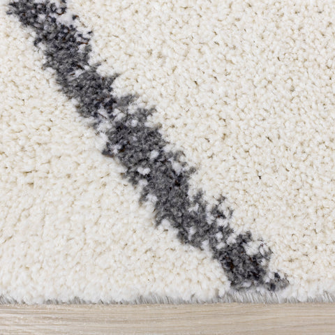 Ravine Cream Grey Wishbone Shag Rug by Kalora Interiors