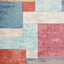 Folio Distressed Red Blue Yellow White Carved Square Pattern Rug by Kalora Interiors