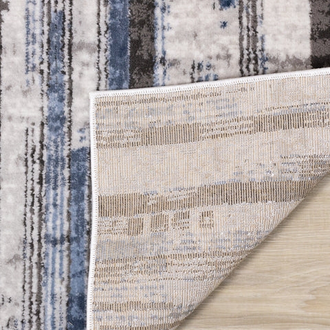 Darcy Cream Grey Blue Sparkling Striped Rug by Kalora Interiors