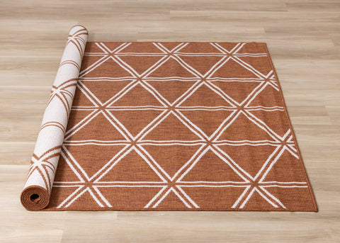 Bristol Orange White Geometric Triangle Rug by Kalora Interiors