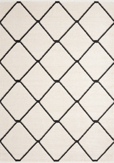 Calabar Cream Grey Lattice Rug by Kalora Interiors