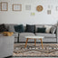 Lawson Grey Cream Orange Double Medallion Contemporary Machine Washable Foldable Rug by Kalora Interiors