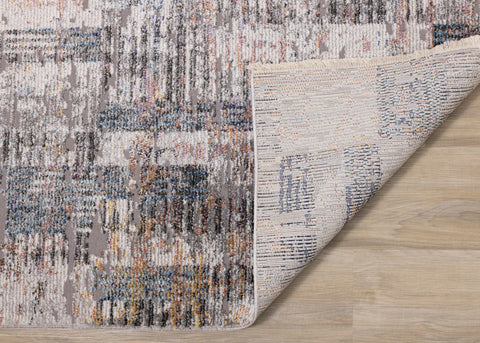 Evora Cream Grey Blue Pink Yellow Distressed Geometric Rug by Kalora Interiors