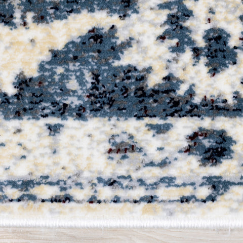 Sidra Distressed Blue Cream Border Rug by Kalora Interiors